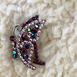 Vintage - Butterfly multicolored gem pin / costume jewelry